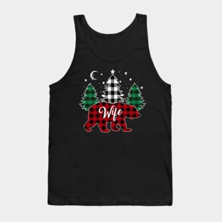 Wife Bear Buffalo Red Plaid Matching Family Christmas Tank Top